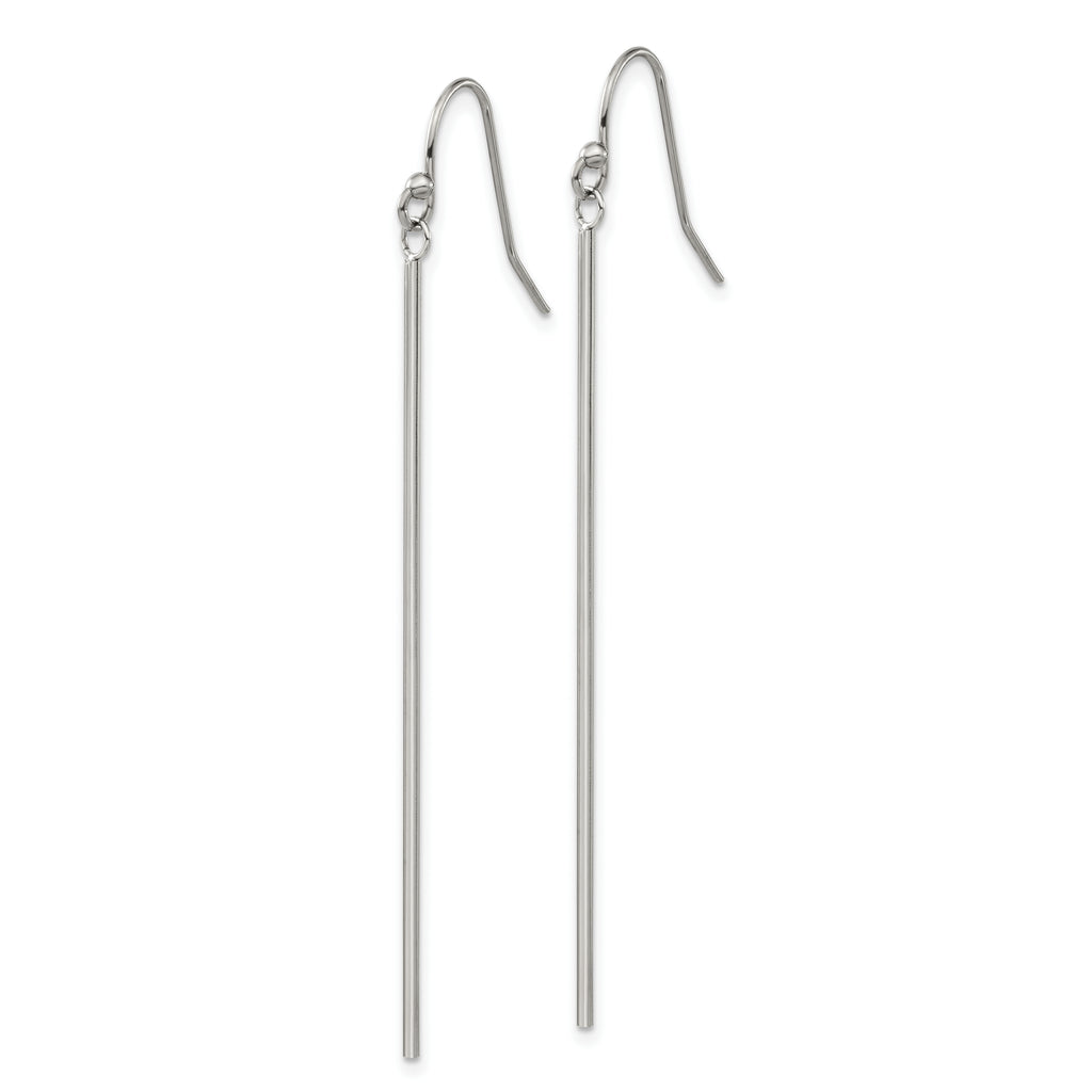 Chisel Stainless Steel Polished Bar Dangle Shepherd Hook Earrings
