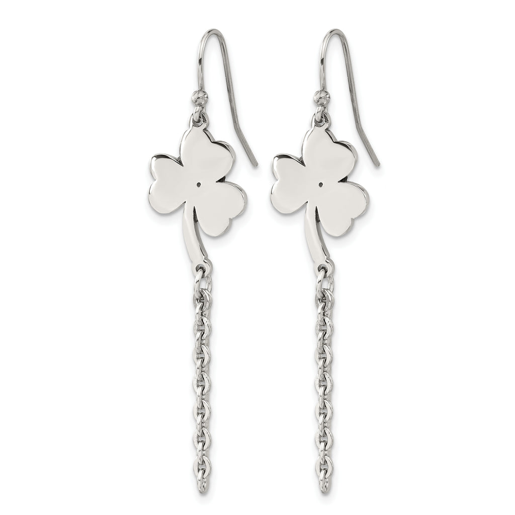 Stainless Steel Polished Leaf Drop Dangle Earrings for Women