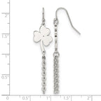 Stainless Steel Polished Leaf Drop Dangle Earrings for Women