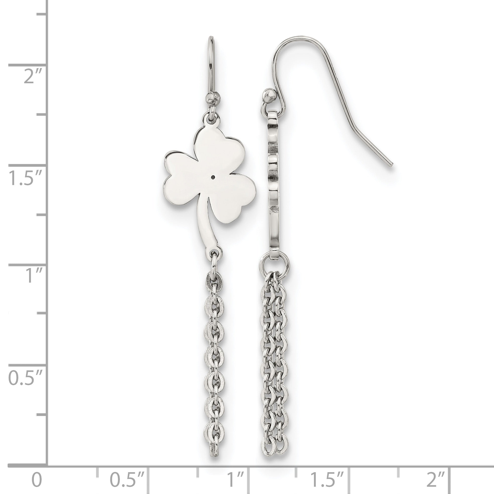 Stainless Steel Polished Leaf Drop Dangle Earrings for Women