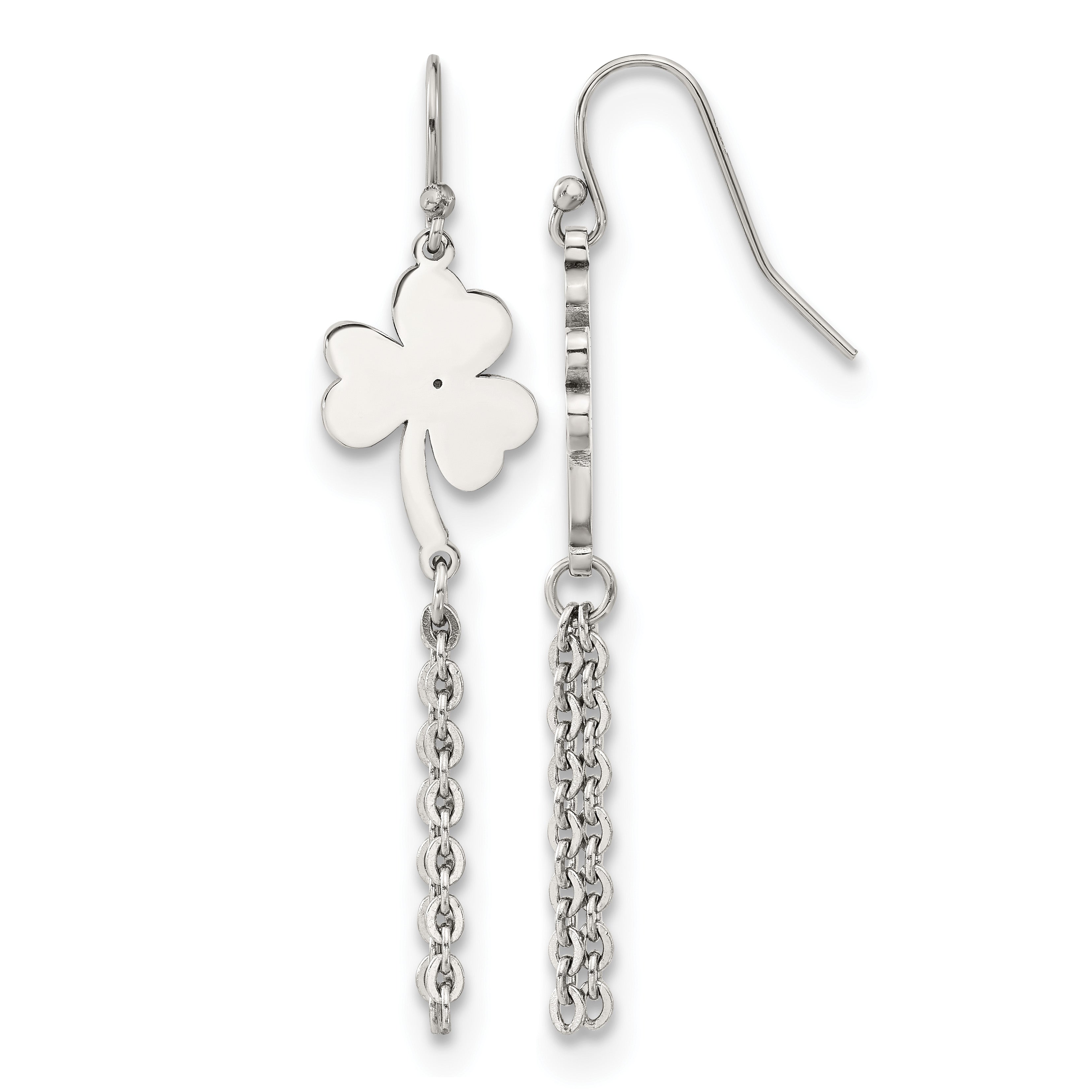 Stainless Steel Polished Leaf Drop Dangle Earrings for Women