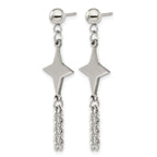 Stainless Steel Polished Star Drop Dangle Earrings