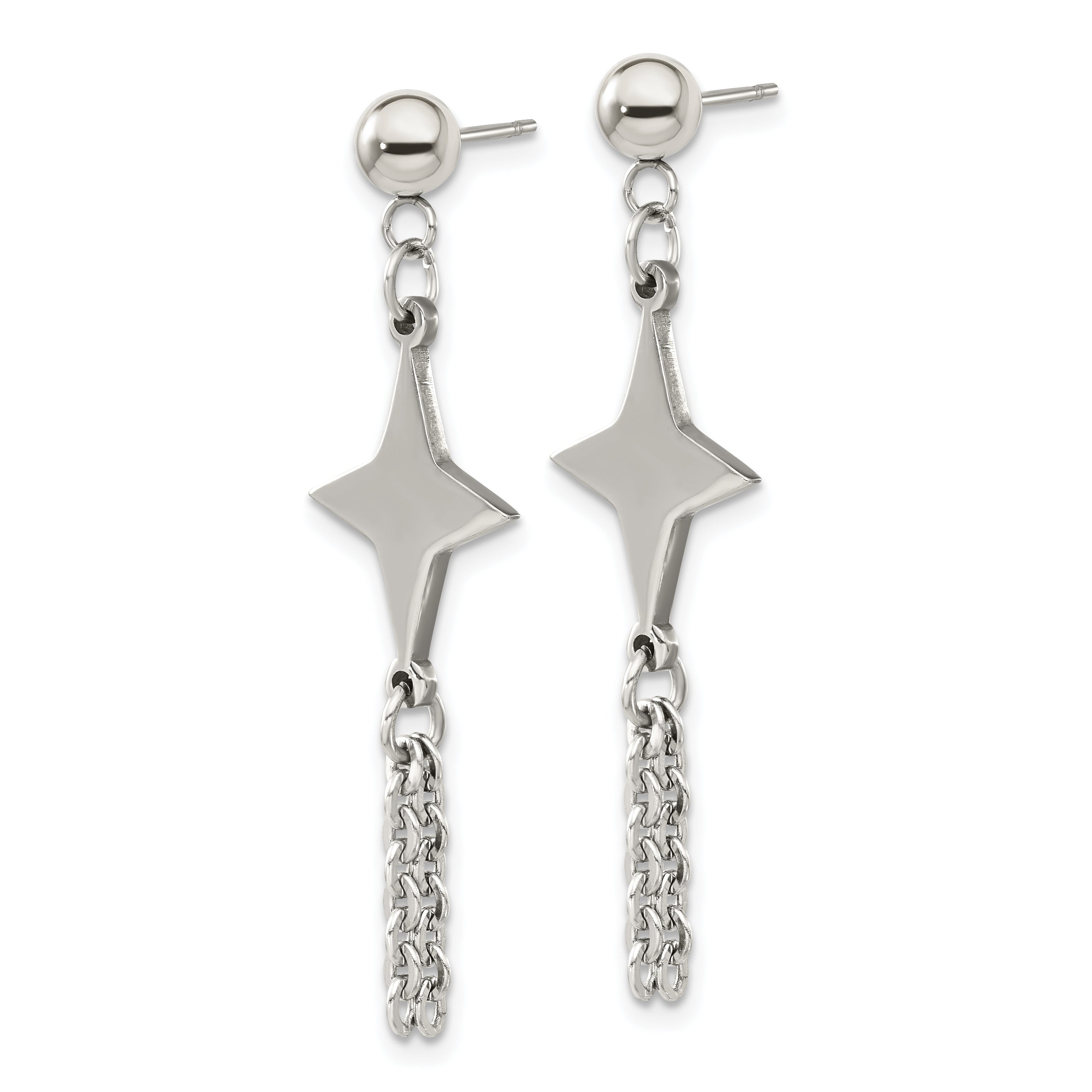 Chisel Stainless Steel Polished Starburst Post Dangle Earrings