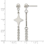 Stainless Steel Polished Star Drop Dangle Earrings