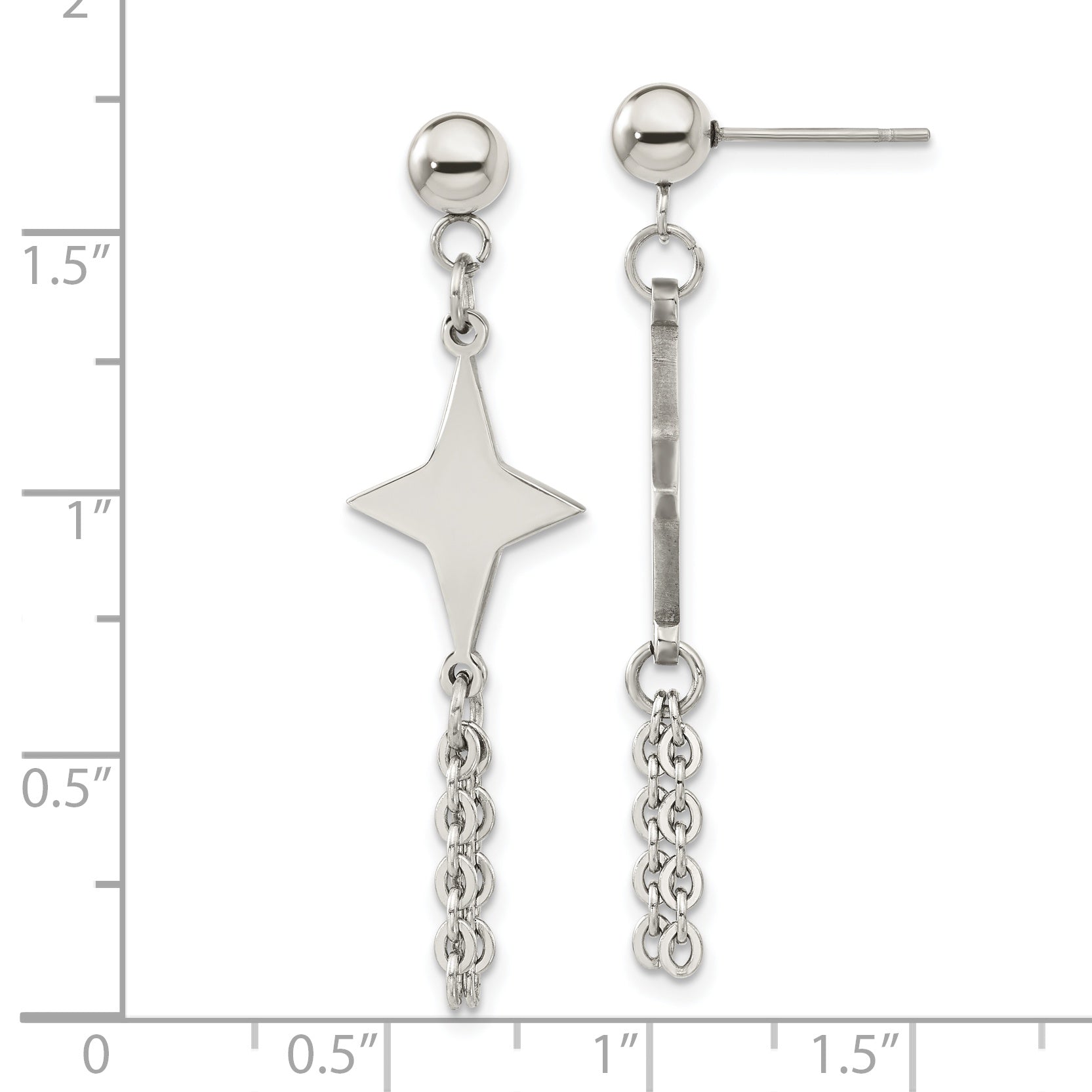 Chisel Stainless Steel Polished Starburst Post Dangle Earrings