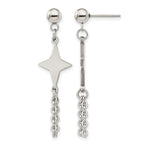 Stainless Steel Polished Star Drop Dangle Earrings