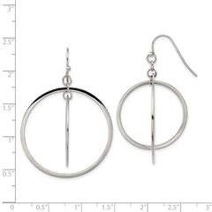 Chisel Stainless Steel Polished Double Circle Dangle Shepherd Hook Earrings