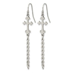 Stainless Steel Polished Cross Drop Dangle Earrings