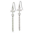 Chisel Stainless Steel Polished Cross Dangle Shepherd Hook Earrings