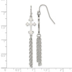 Chisel Stainless Steel Polished Cross Dangle Shepherd Hook Earrings