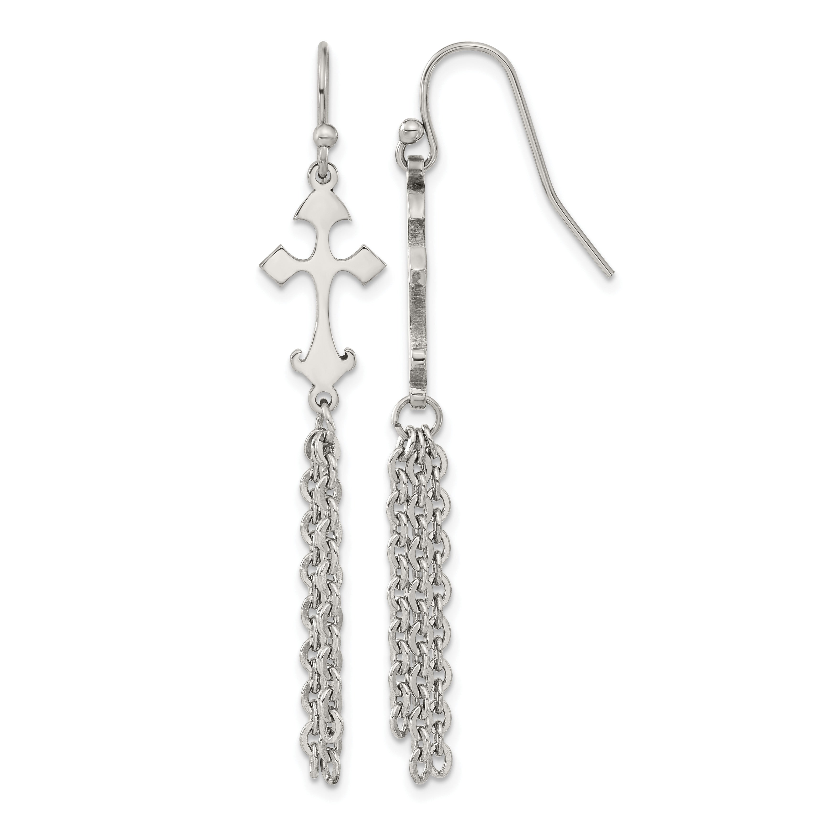 Stainless Steel Polished Cross Drop Dangle Earrings Main image
