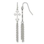 Stainless Steel Polished Cross Drop Dangle Earrings