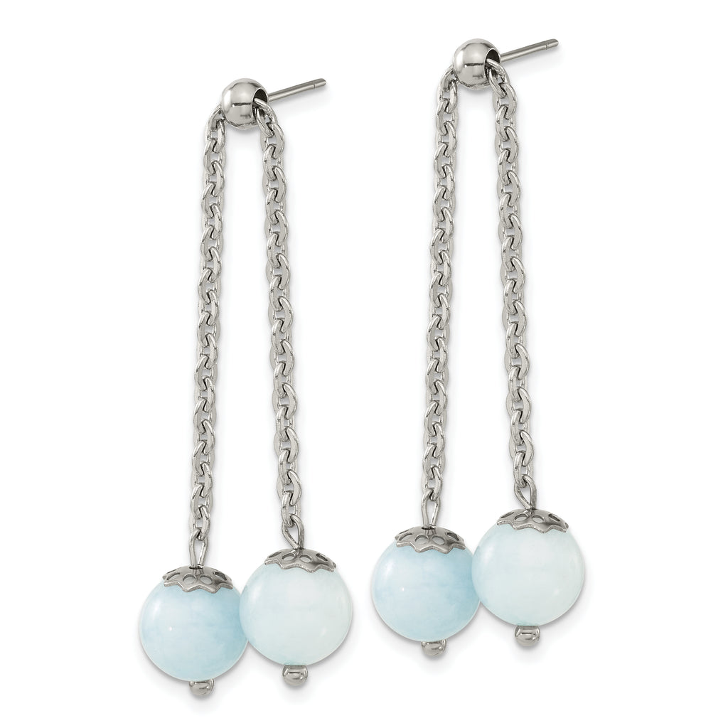 Chisel Stainless Steel Polished with Blue Quartz Moveable Dangle Post Earrings