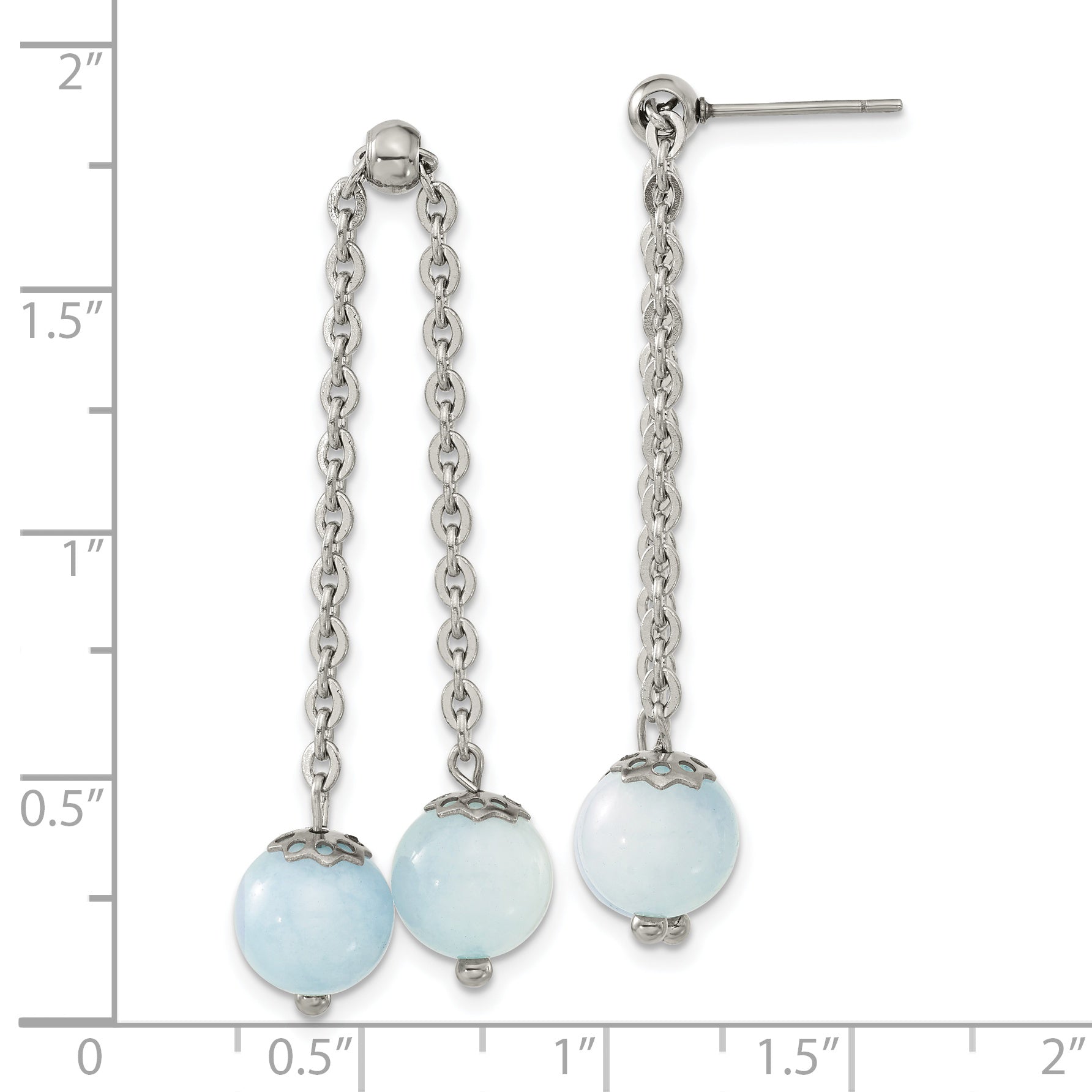 Chisel Stainless Steel Polished with Blue Quartz Moveable Dangle Post Earrings