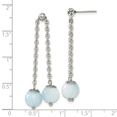 Chisel Stainless Steel Polished with Blue Quartz Moveable Dangle Post Earrings