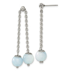 Chisel Stainless Steel Polished with Blue Quartz Moveable Dangle Post Earrings