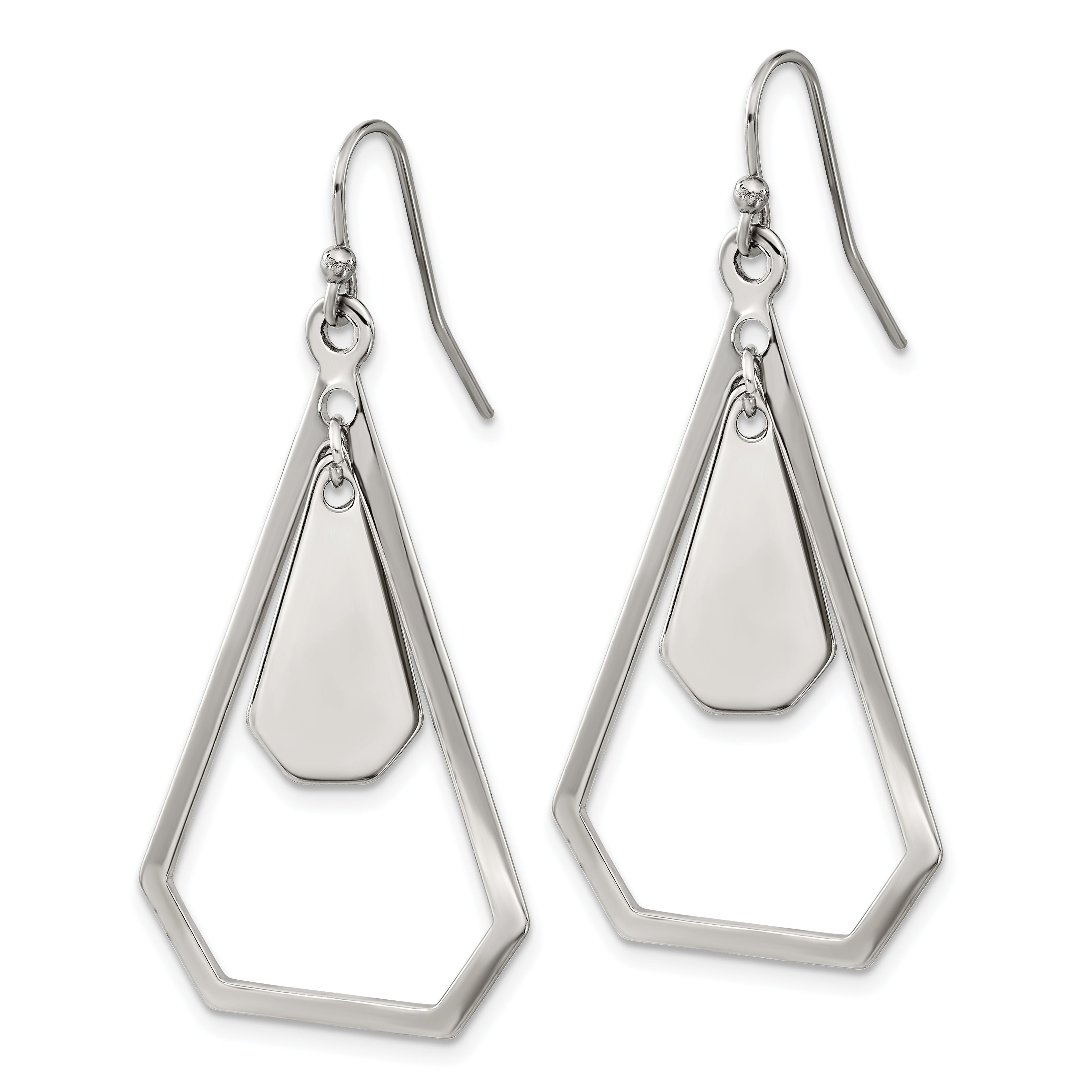 Chisel Stainless Steel Polished Dangle Shepherd Hook Earrings