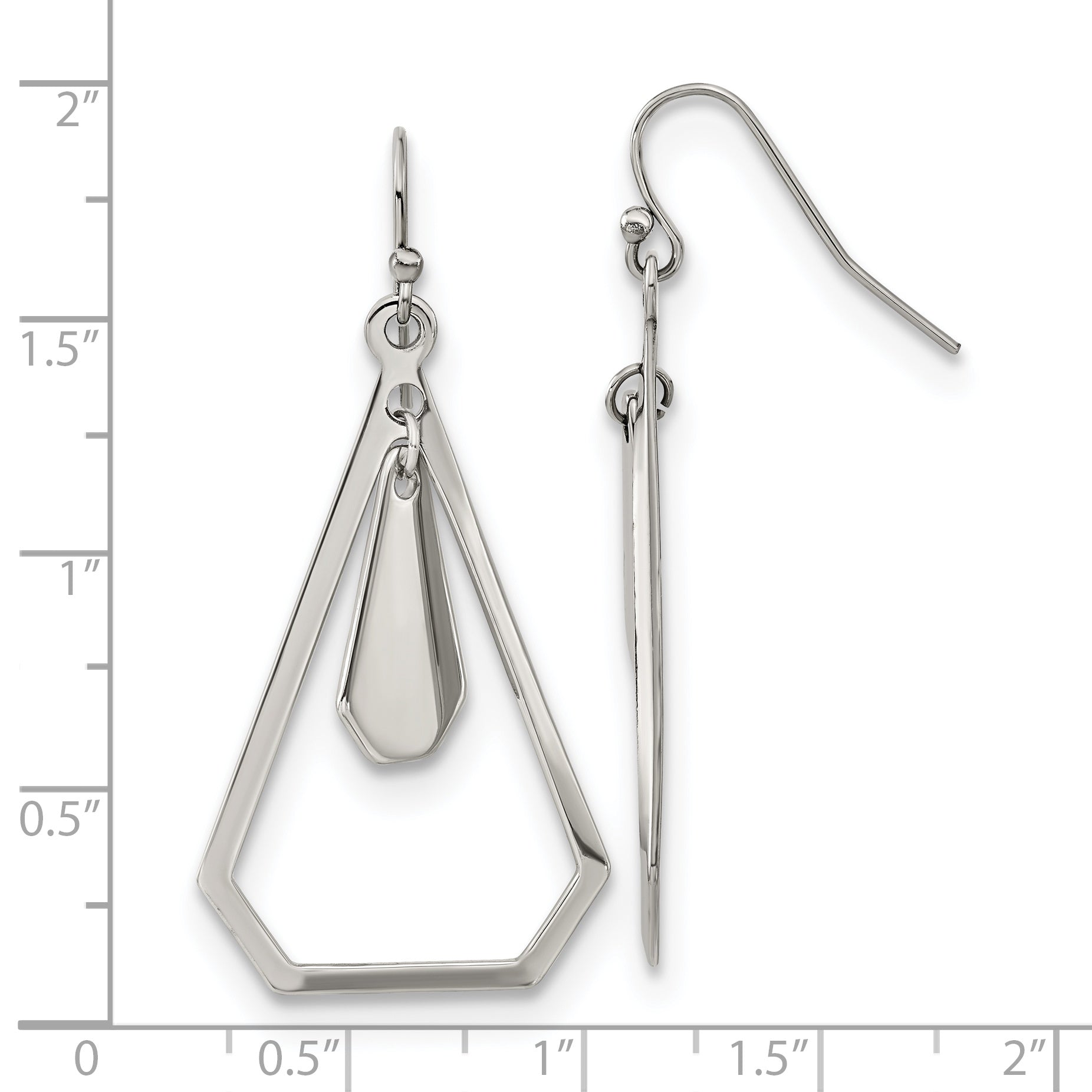 Chisel Stainless Steel Polished Dangle Shepherd Hook Earrings