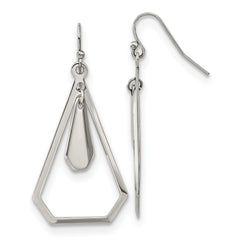 Chisel Stainless Steel Polished Dangle Shepherd Hook Earrings