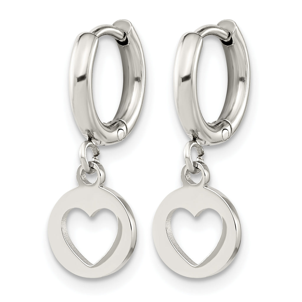 Stainless Steel Polished Heart Huggie Hoop Earrings for Women