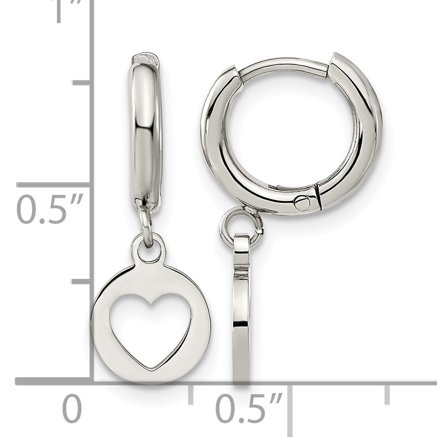 Stainless Steel Polished Heart Huggie Hoop Earrings for Women
