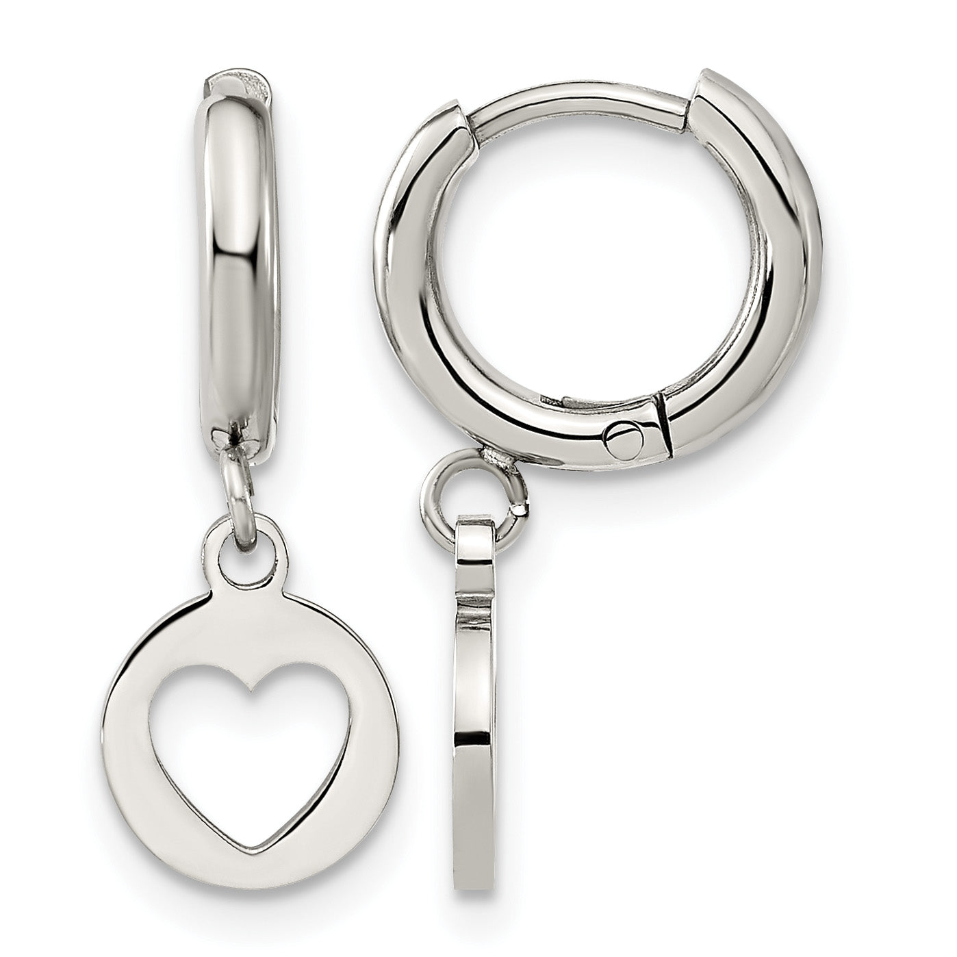 Stainless Steel Polished Heart Huggie Hoop Earrings for Women Main image