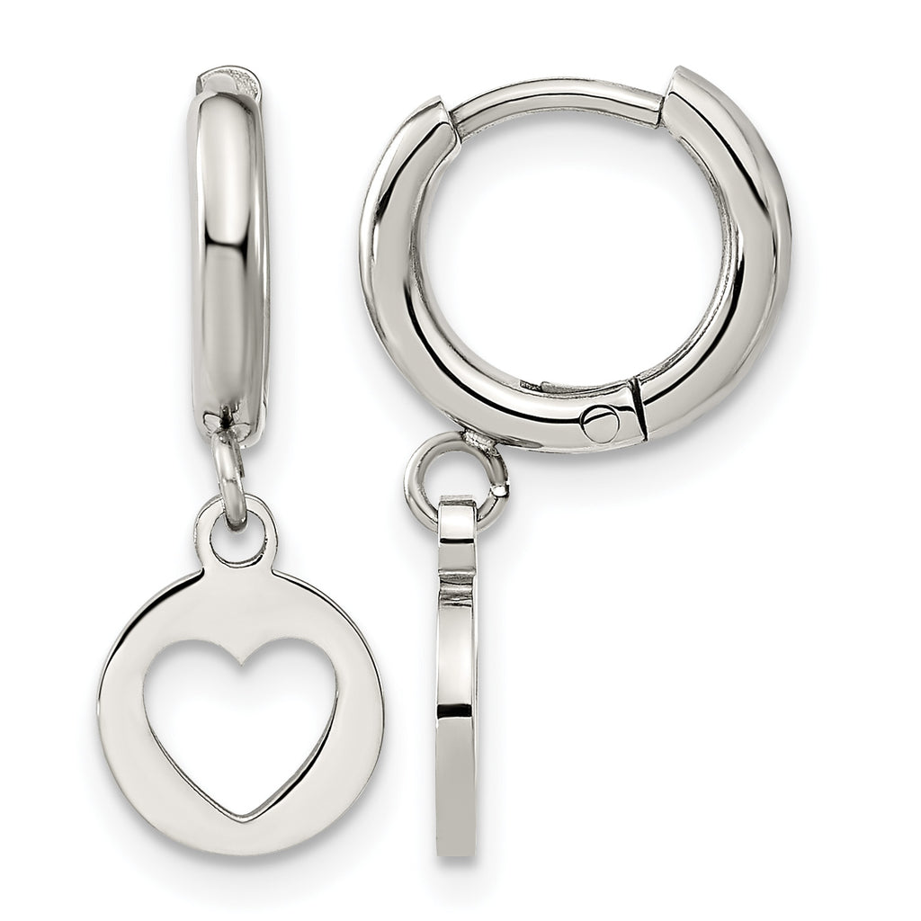 Stainless Steel Polished Heart Huggie Hoop Earrings for Women