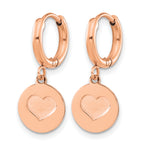 Stainless Steel Rose Gold-Tone Polished Heart Huggie Hoop Earrings for Women