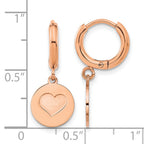 Stainless Steel Rose Gold-Tone Polished Heart Huggie Hoop Earrings for Women