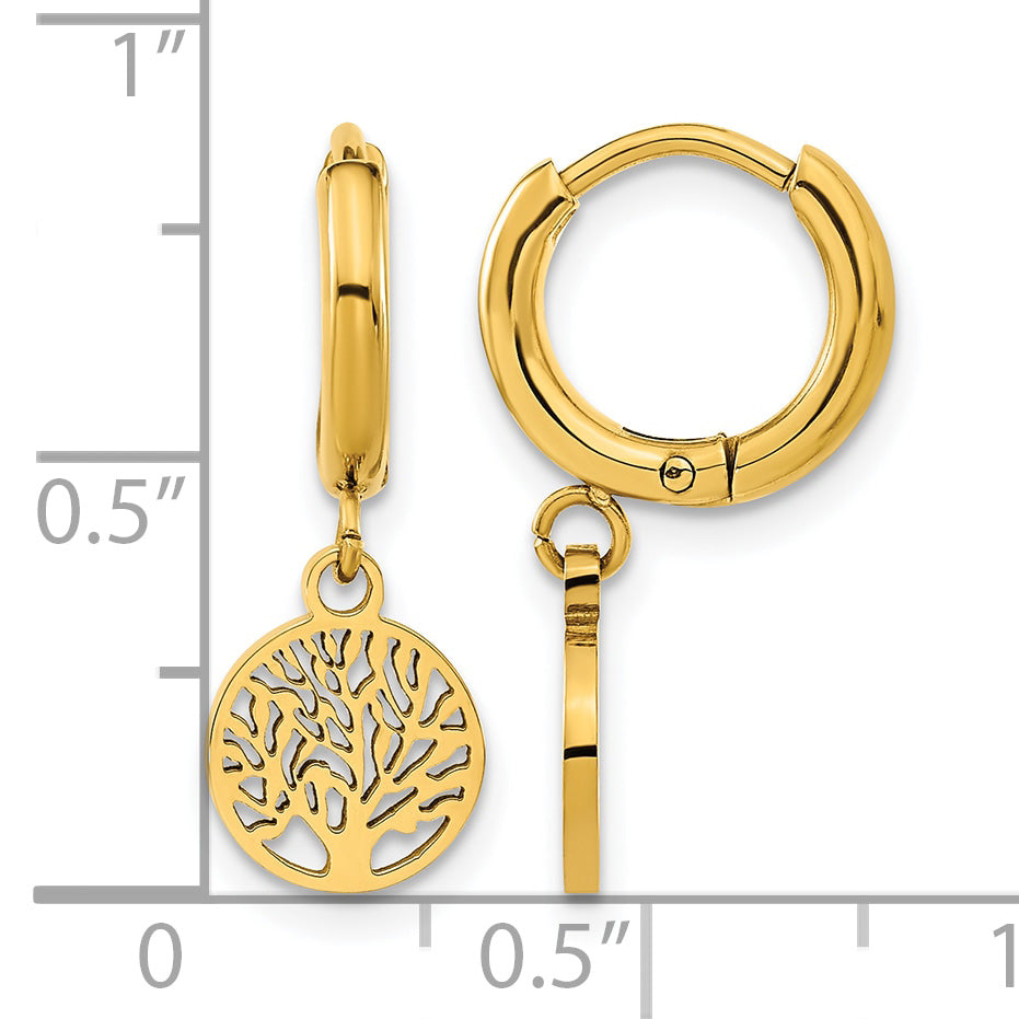 Stainless Steel Gold-Tone Polished Huggie Hoop Earrings for Women