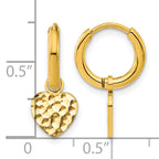 Stainless Steel Gold-Tone Polished Heart Hammered Huggie Hoop Earrings for Women