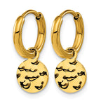Stainless Steel Gold-Tone Polished Hammered Huggie Hoop Earrings for Women