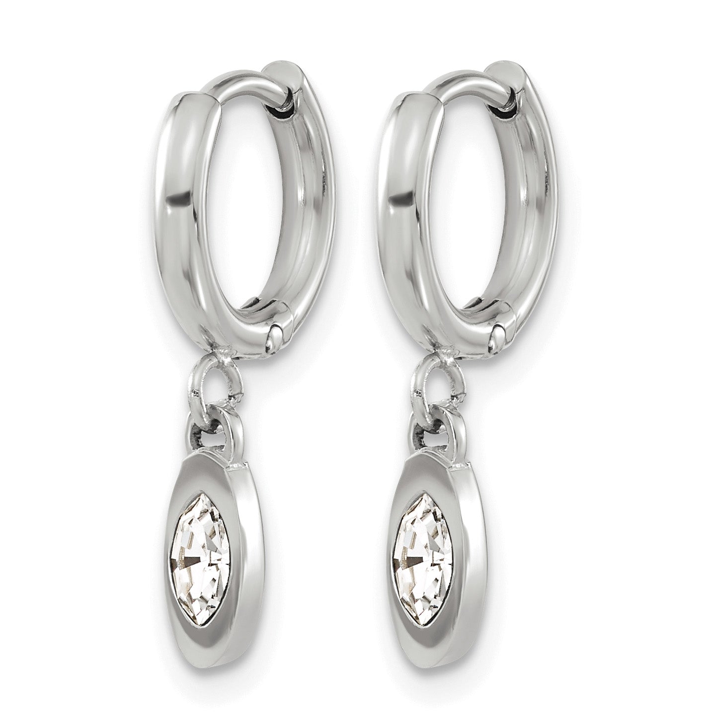 Stainless Steel Polished Crystal Huggie Hoop Earrings for Women Secondary image