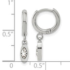 Chisel Stainless Steel Polished with Crystal Dangle Hoop Earrings