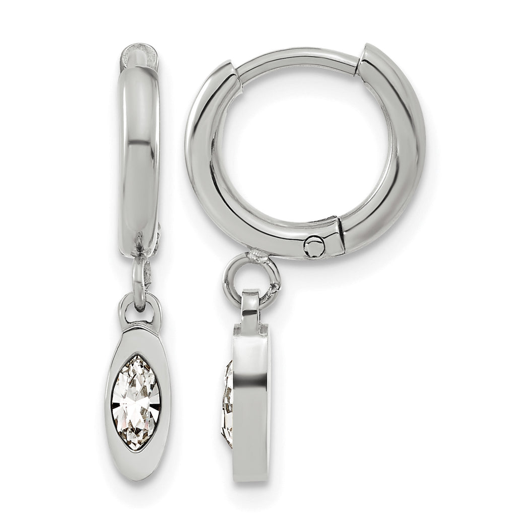 Stainless Steel Polished Crystal Huggie Hoop Earrings for Women