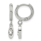 Stainless Steel Polished Crystal Huggie Hoop Earrings for Women