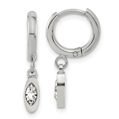 Chisel Stainless Steel Polished with Crystal Dangle Hoop Earrings
