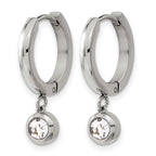Stainless Steel Polished Cubic Zirconia Huggie Hoop Earrings