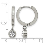 Stainless Steel Polished Cubic Zirconia Huggie Hoop Earrings