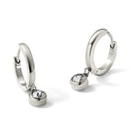 Stainless Steel Polished Cubic Zirconia Huggie Hoop Earrings