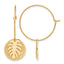 Stainless Steel Gold-Tone Polished Textured Leaf Hoop Earrings for Women
