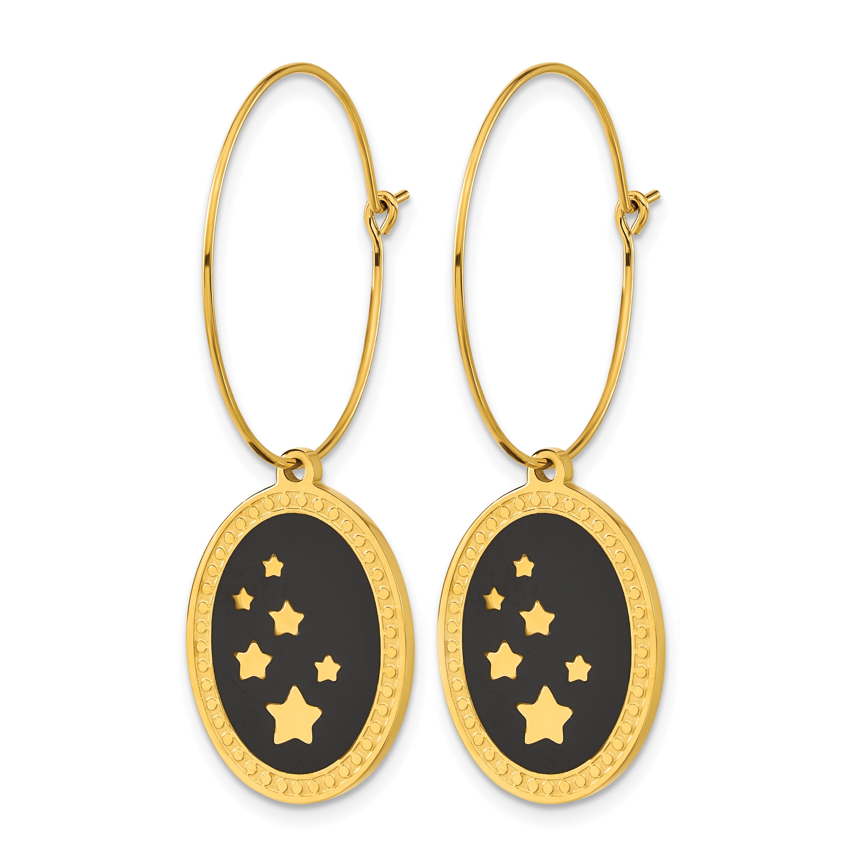 Stainless Steel Gold-Tone Enamel Polished Star Hoop Earrings for Women Secondary image
