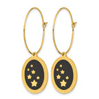 Stainless Steel Gold-Tone Enamel Polished Star Hoop Earrings for Women