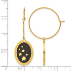 Stainless Steel Gold-Tone Enamel Polished Star Hoop Earrings for Women