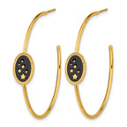 Stainless Steel Gold-Tone Enamel Polished Star C-Hoop Earrings for Women