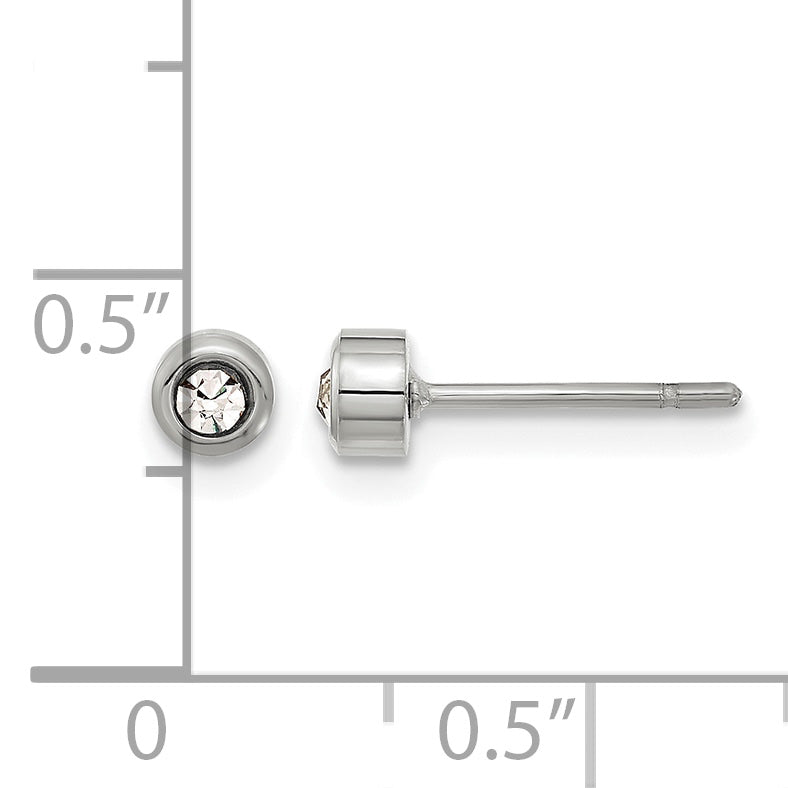 Stainless Steel Polished Lab-Created Crystal Button Earrings