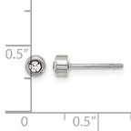 Stainless Steel Polished Lab-Created Crystal Button Earrings