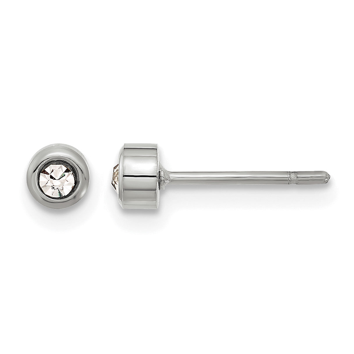 Stainless Steel Polished Lab-Created Crystal Button Earrings Main image