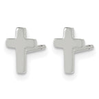 Stainless Steel Polished Cross Button Earrings