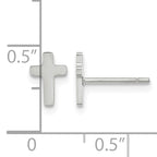 Stainless Steel Polished Cross Button Earrings